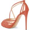 imageFSJ Elegant Peep Toe Crisscross Platform Sandals Women Ankle Strappy Stiletto High Heel Pumps DOrsay Mesh Wedding Resorts Dress Shoes US Size 415Coral