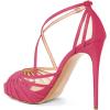 imageFSJ Elegant Peep Toe Crisscross Platform Sandals Women Ankle Strappy Stiletto High Heel Pumps DOrsay Mesh Wedding Resorts Dress Shoes US Size 415Hot Pink