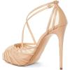 imageFSJ Elegant Peep Toe Crisscross Platform Sandals Women Ankle Strappy Stiletto High Heel Pumps DOrsay Mesh Wedding Resorts Dress Shoes US Size 415Nude
