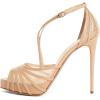 imageFSJ Elegant Peep Toe Crisscross Platform Sandals Women Ankle Strappy Stiletto High Heel Pumps DOrsay Mesh Wedding Resorts Dress Shoes US Size 415Nude