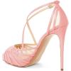 imageFSJ Elegant Peep Toe Crisscross Platform Sandals Women Ankle Strappy Stiletto High Heel Pumps DOrsay Mesh Wedding Resorts Dress Shoes US Size 415Pink