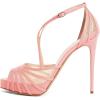 imageFSJ Elegant Peep Toe Crisscross Platform Sandals Women Ankle Strappy Stiletto High Heel Pumps DOrsay Mesh Wedding Resorts Dress Shoes US Size 415Pink