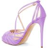imageFSJ Elegant Peep Toe Crisscross Platform Sandals Women Ankle Strappy Stiletto High Heel Pumps DOrsay Mesh Wedding Resorts Dress Shoes US Size 415Purple