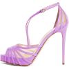 imageFSJ Elegant Peep Toe Crisscross Platform Sandals Women Ankle Strappy Stiletto High Heel Pumps DOrsay Mesh Wedding Resorts Dress Shoes US Size 415Purple