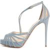 imageFSJ Elegant Peep Toe Crisscross Platform Sandals Women Ankle Strappy Stiletto High Heel Pumps DOrsay Mesh Wedding Resorts Dress Shoes US Size 415Sky Blue