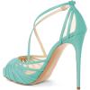 imageFSJ Elegant Peep Toe Crisscross Platform Sandals Women Ankle Strappy Stiletto High Heel Pumps DOrsay Mesh Wedding Resorts Dress Shoes US Size 415Turquoise