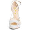 imageFSJ Elegant Peep Toe Crisscross Platform Sandals Women Ankle Strappy Stiletto High Heel Pumps DOrsay Mesh Wedding Resorts Dress Shoes US Size 415White