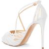 imageFSJ Elegant Peep Toe Crisscross Platform Sandals Women Ankle Strappy Stiletto High Heel Pumps DOrsay Mesh Wedding Resorts Dress Shoes US Size 415White