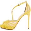 imageFSJ Elegant Peep Toe Crisscross Platform Sandals Women Ankle Strappy Stiletto High Heel Pumps DOrsay Mesh Wedding Resorts Dress Shoes US Size 415Yellow