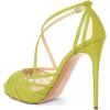 imageFSJ Elegant Peep Toe Crisscross Platform Sandals Women Ankle Strappy Stiletto High Heel Pumps DOrsay Mesh Wedding Resorts Dress Shoes US Size 415Yellow Green