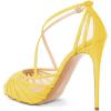 imageFSJ Elegant Peep Toe Crisscross Platform Sandals Women Ankle Strappy Stiletto High Heel Pumps DOrsay Mesh Wedding Resorts Dress Shoes US Size 415Yellow