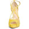 imageFSJ Elegant Peep Toe Crisscross Platform Sandals Women Ankle Strappy Stiletto High Heel Pumps DOrsay Mesh Wedding Resorts Dress Shoes US Size 415Yellow