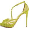 imageFSJ Elegant Peep Toe Crisscross Platform Sandals Women Ankle Strappy Stiletto High Heel Pumps DOrsay Mesh Wedding Resorts Dress Shoes US Size 415Yellow Green