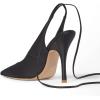 imageFSJ Women Classic Strappy Ankle Strap Lace up Mid Heels Pointed Toe Stylish Stiletto Sandals Slingback Sexy Wedding Prom Shoes Size 415 USBlack