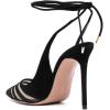 imageFSJ Women Classic Strappy Ankle Strap Lace up Mid Heels Pointed Toe Stylish Stiletto Sandals Slingback Sexy Wedding Prom Shoes Size 415 USBlack Mesh
