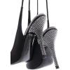imageFSJ Women Classic Strappy Ankle Strap Lace up Mid Heels Pointed Toe Stylish Stiletto Sandals Slingback Sexy Wedding Prom Shoes Size 415 USBlack Rhinestone Heel