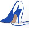 imageFSJ Women Classic Strappy Ankle Strap Lace up Mid Heels Pointed Toe Stylish Stiletto Sandals Slingback Sexy Wedding Prom Shoes Size 415 USBlue