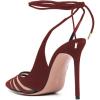 imageFSJ Women Classic Strappy Ankle Strap Lace up Mid Heels Pointed Toe Stylish Stiletto Sandals Slingback Sexy Wedding Prom Shoes Size 415 USCrimson Mesh