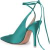 imageFSJ Women Classic Strappy Ankle Strap Lace up Mid Heels Pointed Toe Stylish Stiletto Sandals Slingback Sexy Wedding Prom Shoes Size 415 USDark Turquoise