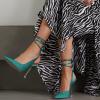 imageFSJ Women Classic Strappy Ankle Strap Lace up Mid Heels Pointed Toe Stylish Stiletto Sandals Slingback Sexy Wedding Prom Shoes Size 415 USDark Turquoise