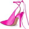 imageFSJ Women Classic Strappy Ankle Strap Lace up Mid Heels Pointed Toe Stylish Stiletto Sandals Slingback Sexy Wedding Prom Shoes Size 415 USFuchsia