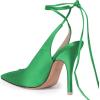 imageFSJ Women Classic Strappy Ankle Strap Lace up Mid Heels Pointed Toe Stylish Stiletto Sandals Slingback Sexy Wedding Prom Shoes Size 415 USGreen