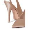 imageFSJ Women Classic Strappy Ankle Strap Lace up Mid Heels Pointed Toe Stylish Stiletto Sandals Slingback Sexy Wedding Prom Shoes Size 415 USNude