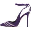 imageFSJ Women Classic Strappy Ankle Strap Lace up Mid Heels Pointed Toe Stylish Stiletto Sandals Slingback Sexy Wedding Prom Shoes Size 415 USPetunia Mesh