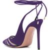 imageFSJ Women Classic Strappy Ankle Strap Lace up Mid Heels Pointed Toe Stylish Stiletto Sandals Slingback Sexy Wedding Prom Shoes Size 415 USPetunia Mesh