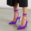 imageFSJ Women Classic Strappy Ankle Strap Lace up Mid Heels Pointed Toe Stylish Stiletto Sandals Slingback Sexy Wedding Prom Shoes Size 415 USPurple
