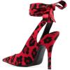 imageFSJ Women Classic Strappy Ankle Strap Lace up Mid Heels Pointed Toe Stylish Stiletto Sandals Slingback Sexy Wedding Prom Shoes Size 415 USRed Blossom