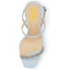 imageFSJ Women Square Open Toe Rhinestone Pumps Ankle Strap Kitten Heels Adjustable Buckle Shoes Size 415 USBlue