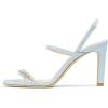 imageFSJ Women Square Open Toe Rhinestone Pumps Ankle Strap Kitten Heels Adjustable Buckle Shoes Size 415 USBlue