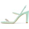 imageFSJ Women Square Open Toe Rhinestone Pumps Ankle Strap Kitten Heels Adjustable Buckle Shoes Size 415 USCyan