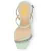 imageFSJ Women Square Open Toe Rhinestone Pumps Ankle Strap Kitten Heels Adjustable Buckle Shoes Size 415 USLight Green