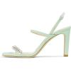 imageFSJ Women Square Open Toe Rhinestone Pumps Ankle Strap Kitten Heels Adjustable Buckle Shoes Size 415 USLight Green