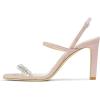 imageFSJ Women Square Open Toe Rhinestone Pumps Ankle Strap Kitten Heels Adjustable Buckle Shoes Size 415 USLight Pink