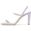 imageFSJ Women Square Open Toe Rhinestone Pumps Ankle Strap Kitten Heels Adjustable Buckle Shoes Size 415 USPurple