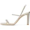 imageFSJ Women Square Open Toe Rhinestone Pumps Ankle Strap Kitten Heels Adjustable Buckle Shoes Size 415 USSilver