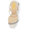 imageFSJ Women Square Open Toe Rhinestone Pumps Ankle Strap Kitten Heels Adjustable Buckle Shoes Size 415 USWhite