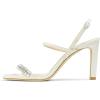 imageFSJ Women Square Open Toe Rhinestone Pumps Ankle Strap Kitten Heels Adjustable Buckle Shoes Size 415 USWhite