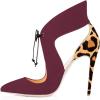 imageFSJ Women Stylish High Heel Pumps Lace Up Sandals Cut Out Stiletto Party Evening Dress Prom Shoe Size 415 M USDark Redleopard