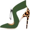 imageFSJ Women Stylish High Heel Pumps Lace Up Sandals Cut Out Stiletto Party Evening Dress Prom Shoe Size 415 M USGreenleopard