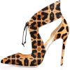 imageFSJ Women Stylish High Heel Pumps Lace Up Sandals Cut Out Stiletto Party Evening Dress Prom Shoe Size 415 M USLeopard