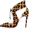 imageFSJ Women Stylish High Heel Pumps Lace Up Sandals Cut Out Stiletto Party Evening Dress Prom Shoe Size 415 M USLeopard