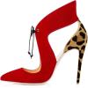 imageFSJ Women Stylish High Heel Pumps Lace Up Sandals Cut Out Stiletto Party Evening Dress Prom Shoe Size 415 M USLeopardprint