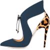 imageFSJ Women Stylish High Heel Pumps Lace Up Sandals Cut Out Stiletto Party Evening Dress Prom Shoe Size 415 M USTealleopard