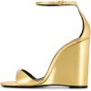imageWomen Wedge High Heels Sandals Square Open Toe Ankle Strap Fashion Summer Dress Shoes Size 415 USGold