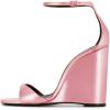 imageWomen Wedge High Heels Sandals Square Open Toe Ankle Strap Fashion Summer Dress Shoes Size 415 USPink