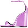 imageWomen Wedge High Heels Sandals Square Open Toe Ankle Strap Fashion Summer Dress Shoes Size 415 USPurple